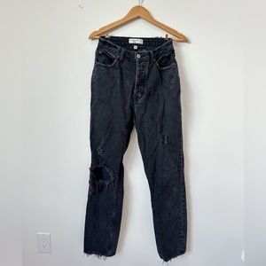 Abercrombie Curve Love Dad High Rise Distressed Black Jeans